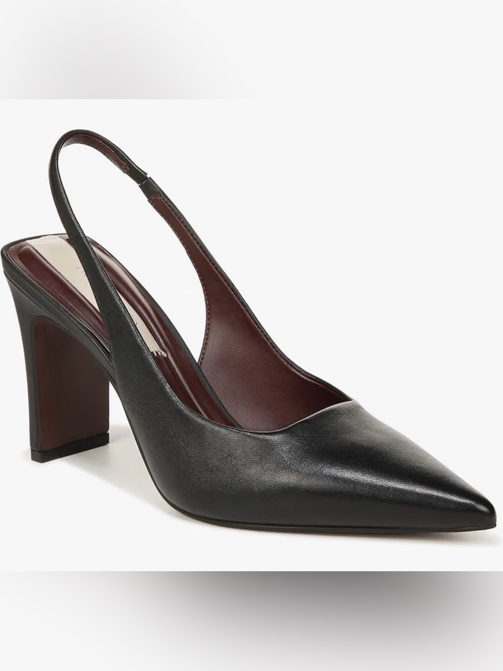 Franco Sarto Black Pointed Slingback Pump with Block Heel